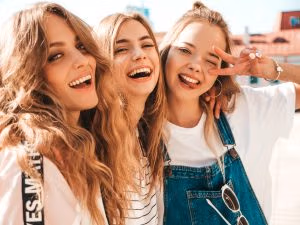 Studioul numarul 1 de videochat din iași 19 portrait three young beautiful smiling hipster girls trendy summer clothes sexy carefree women posing street positive models having fun